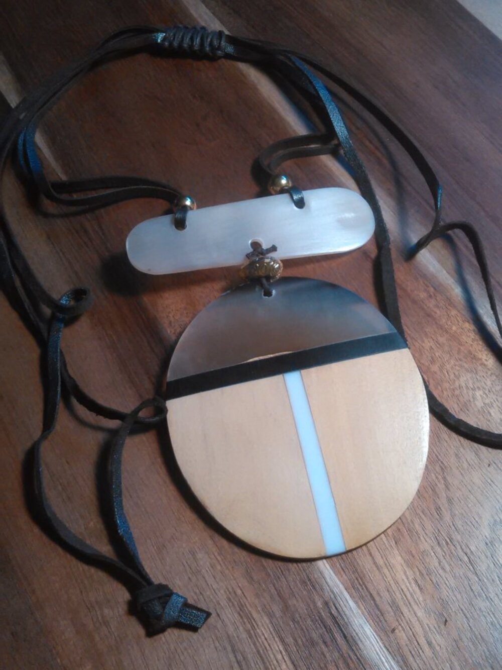 Natural Buffalo Horn and Wooden Adjustable Length Statement Necklace